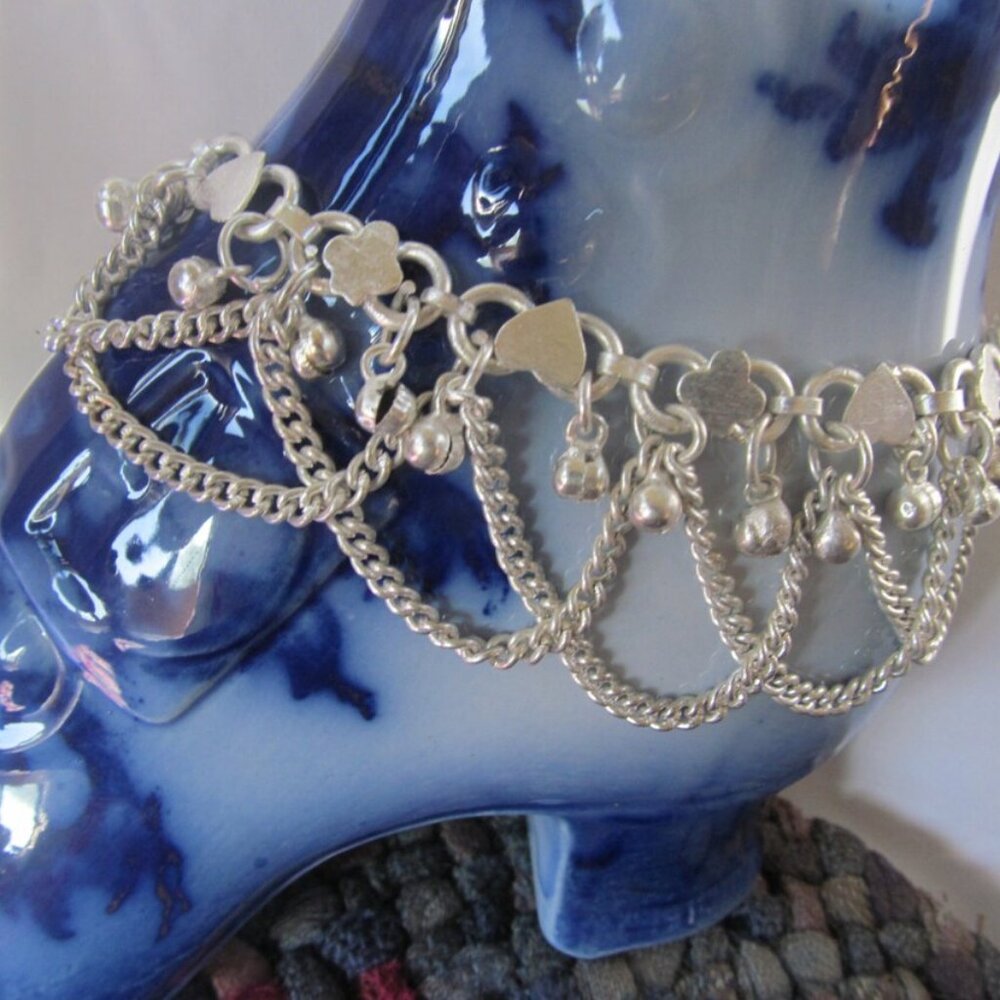 Ankle Bracelet Silver Heart Jewelry Lucky Shamrocks Bellydancing Anklet Silver